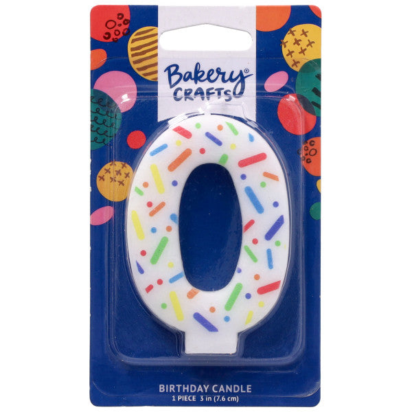 0 Rainbow Sprinkle Numeral Party Candle