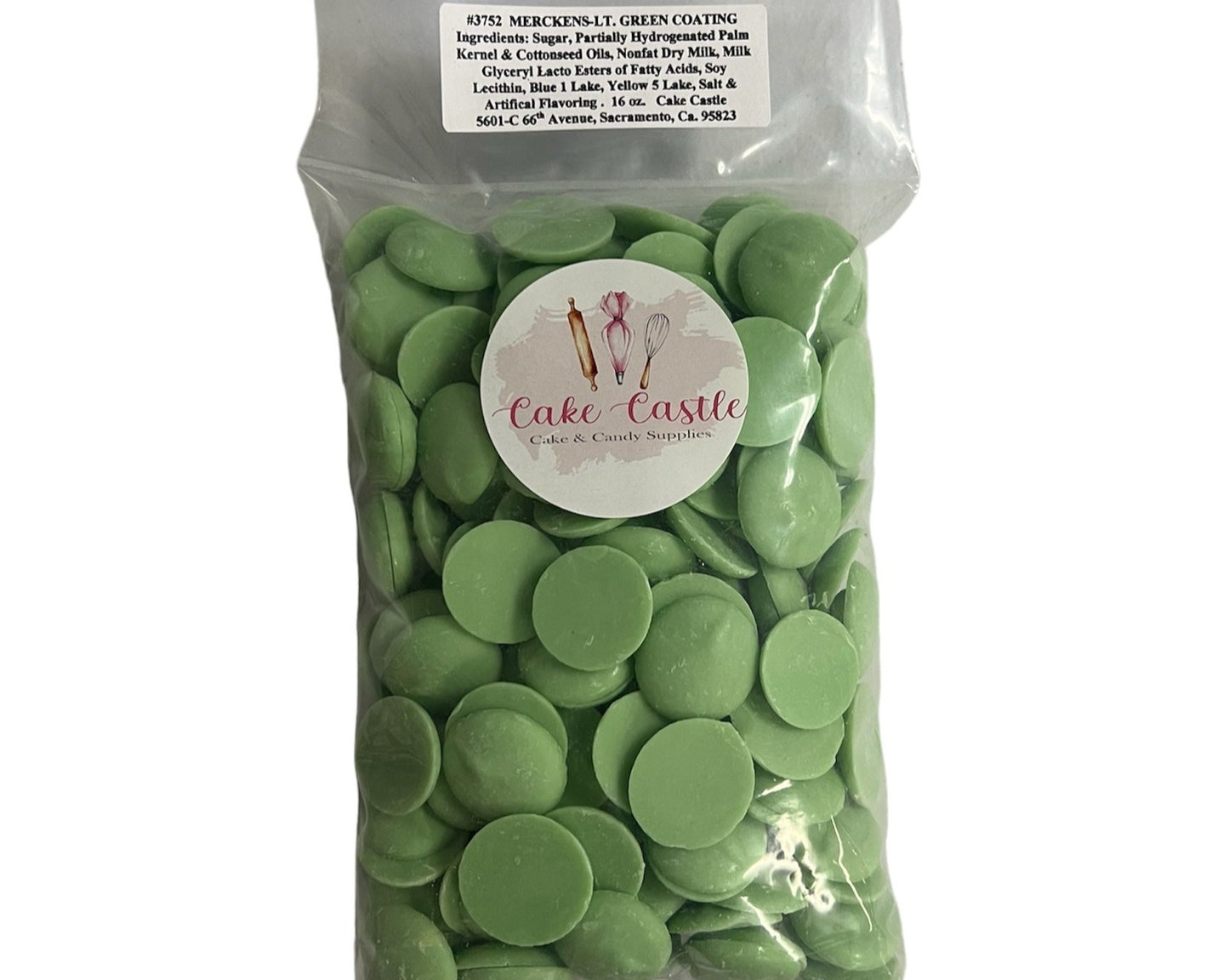 Merckens Light Green Chocolate Melting Wafers 1lb