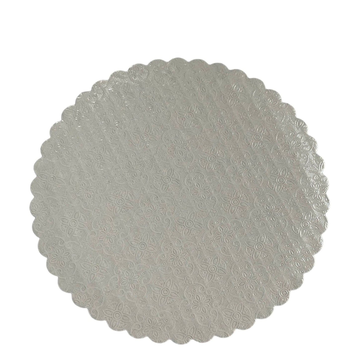 8" White Round Scalloped Cake Board