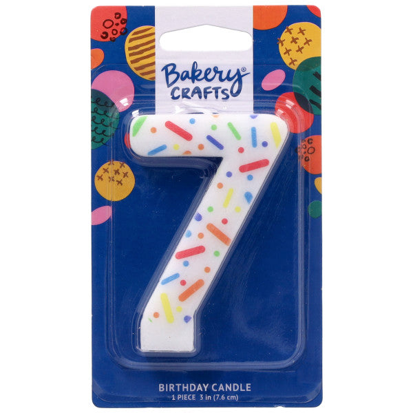 7 Rainbow Sprinkle Numeral Party Candle