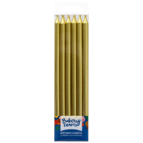 Tall Gold Smooth & Spiral Candles 12pk
