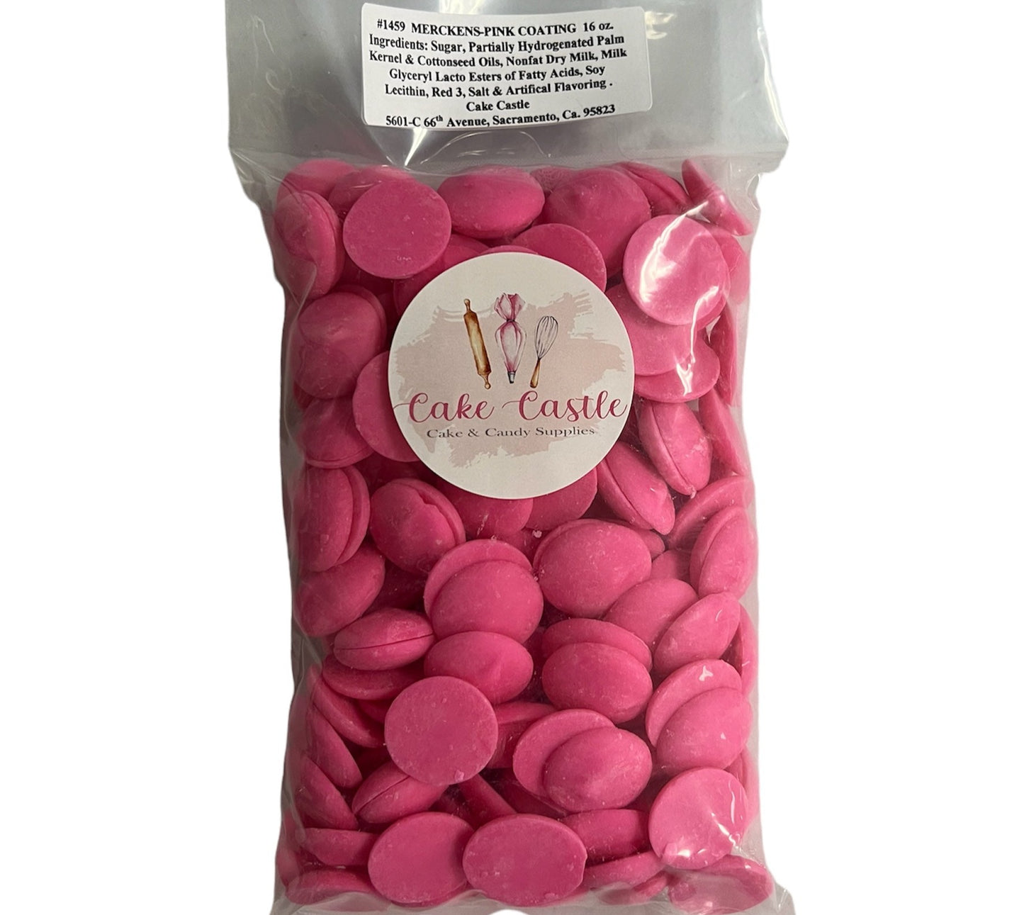 Merckens Pink Chocolate Melting Wafers 1lb
