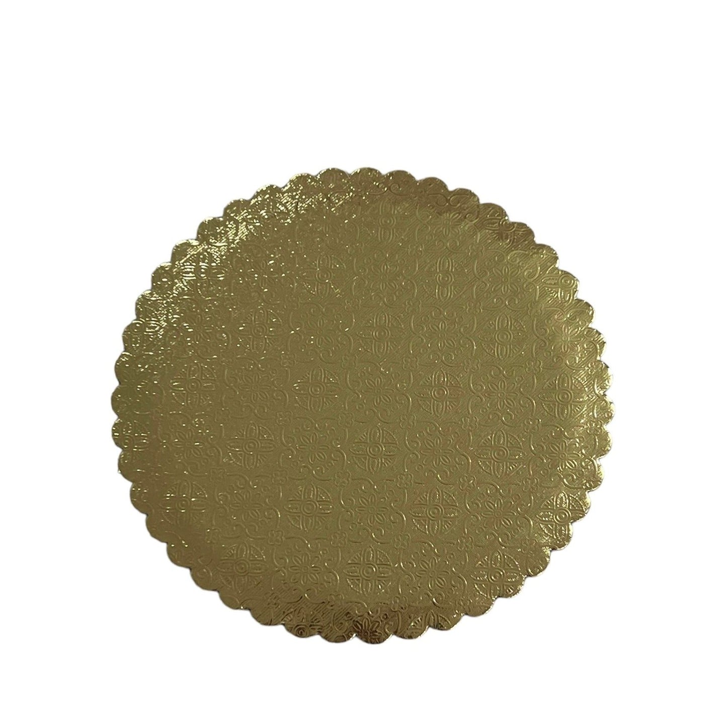 8" Gold Round Scalloped Cake Board