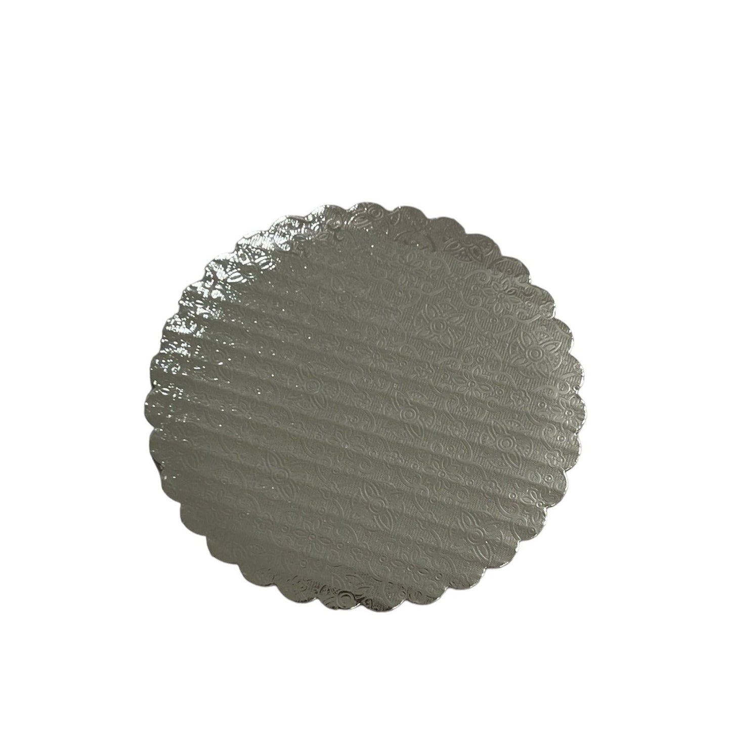 6" Silver Round Scalloped Cake Board
