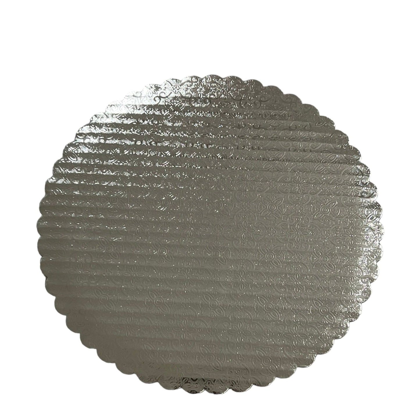 9" Silver Round Scalloped Cake Board
