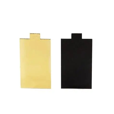 2 1/2" x 3 3/4" Black and Gold Reversible Rectangle Dessert Board with Tab