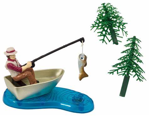 DecoPac Fisherman with Action Fish and Trees 3pcs