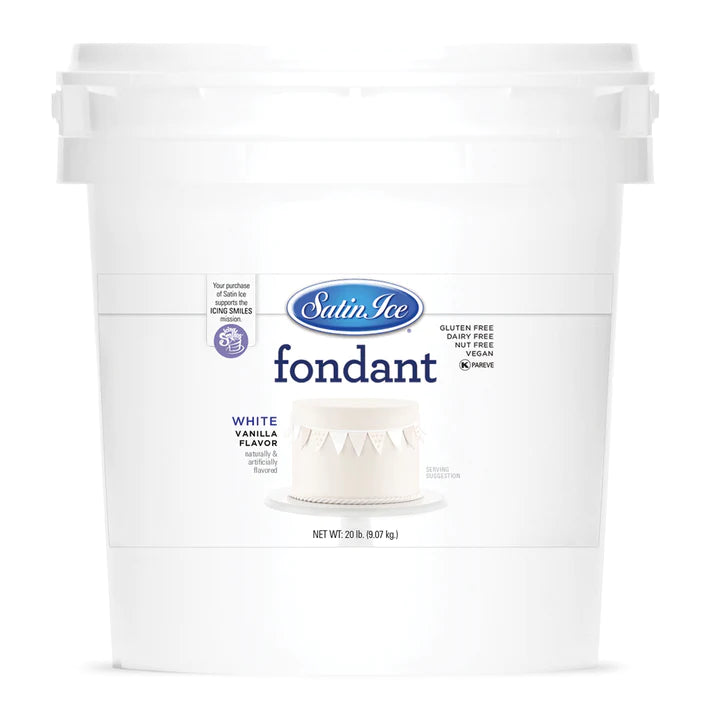 Satin Ice White Vanilla Fondant - 20lb Pail