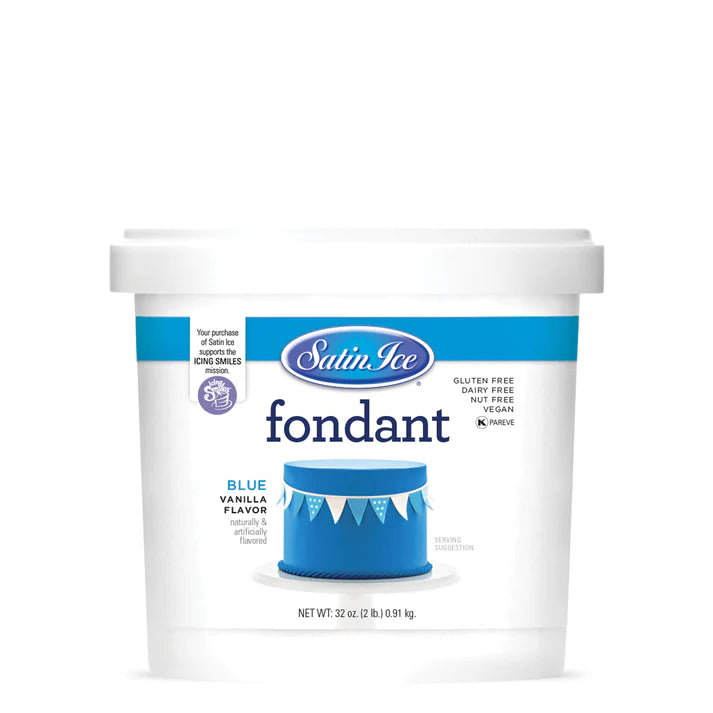 Satin Ice Blue Vanilla Fondant - 2lb. Pail