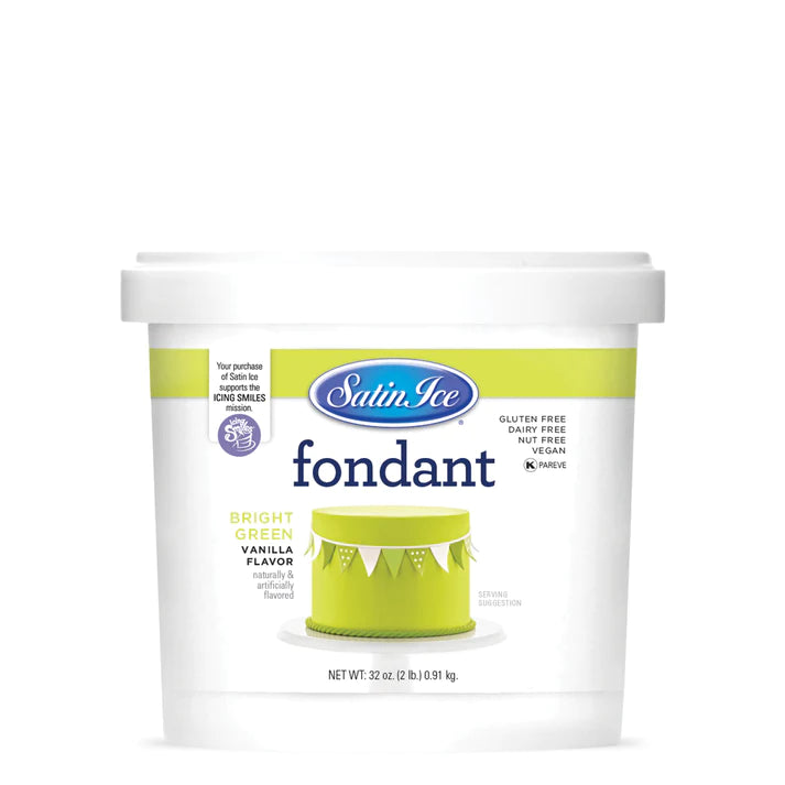 Satin Ice Bright Green Vanilla Fondant - 2lb. Pail