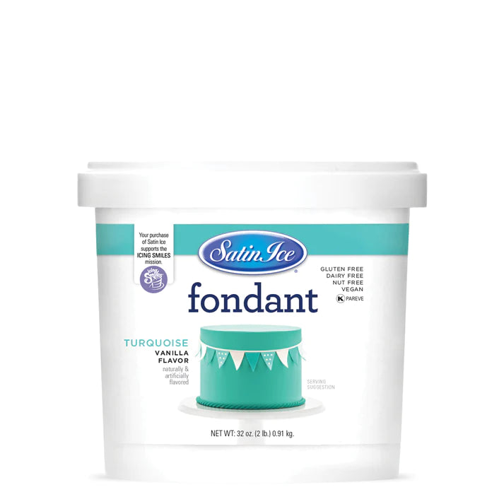 Satin Ice Turquoise Vanilla Fondant - 2lb. Pail