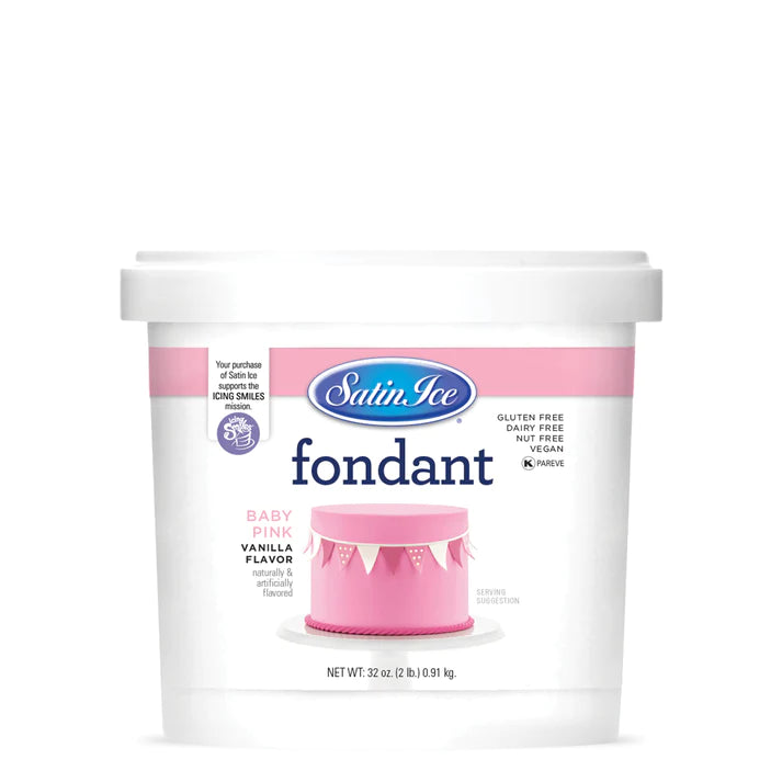 Satin Ice Baby Pink Vanilla Fondant - 2lb. Pail