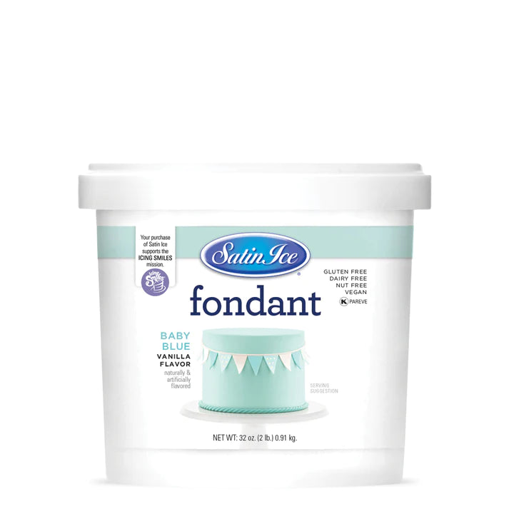 Satin Ice Baby Blue Vanilla Fondant - 2lb. Pail