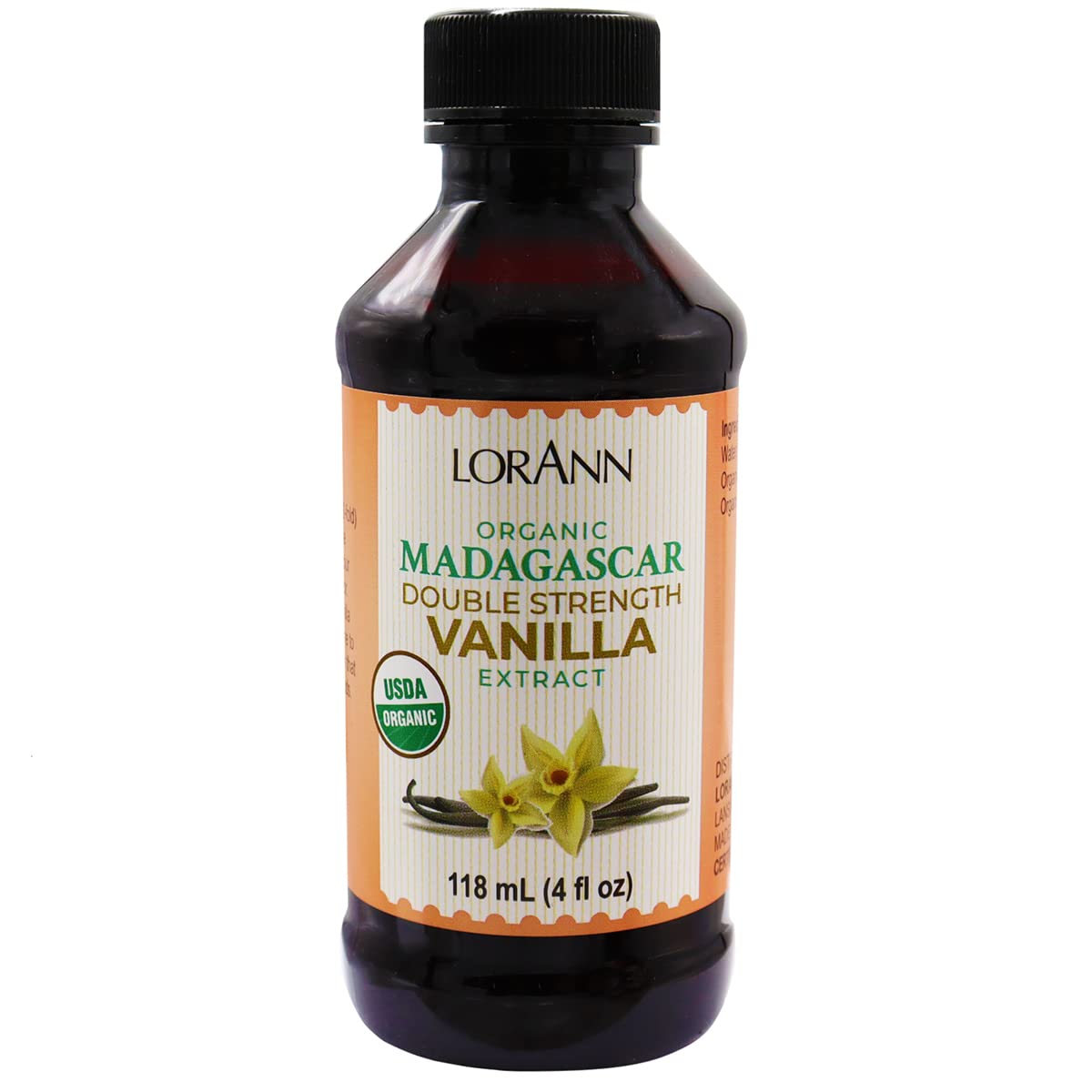 Lorann 4oz Organic Madagascar Double Strength Vanilla Extract