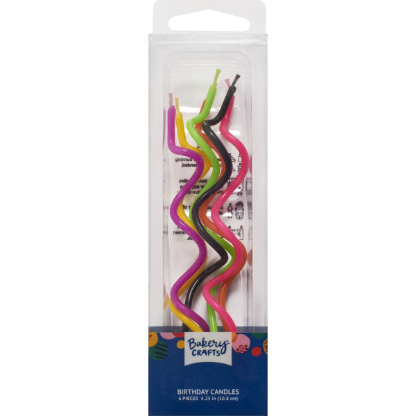 Neon Twist Shaped Candles 6pk