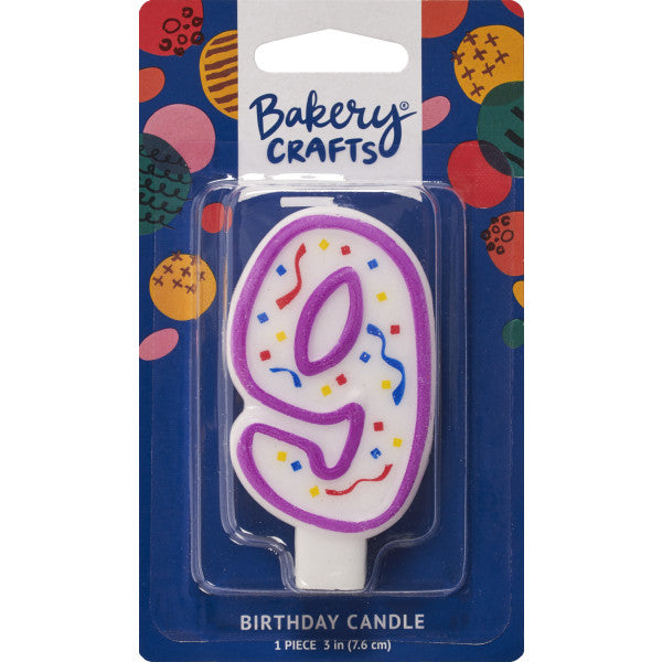9 Purple Numeral Party Candle