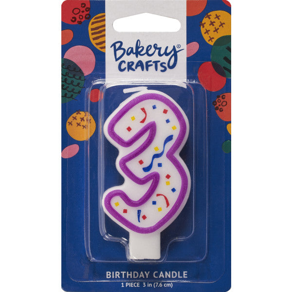 3 Purple Numeral Party Candle