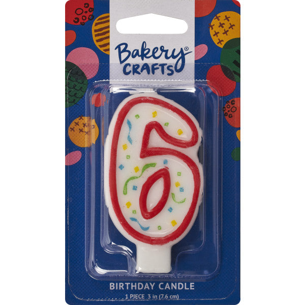6 Red Numeral Party Candle