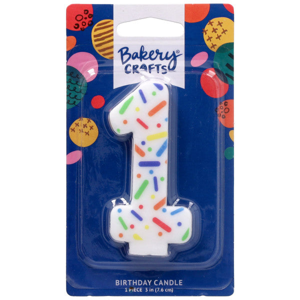 1 Rainbow Sprinkle Numeral Party Candle