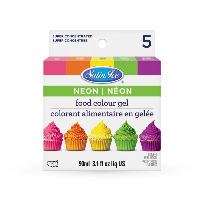 Satin Ice Neon Gel Food Color 5 Count Kit