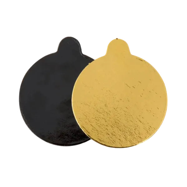 3 1/4" Black and Gold Reversible Round Dessert Board with Tab