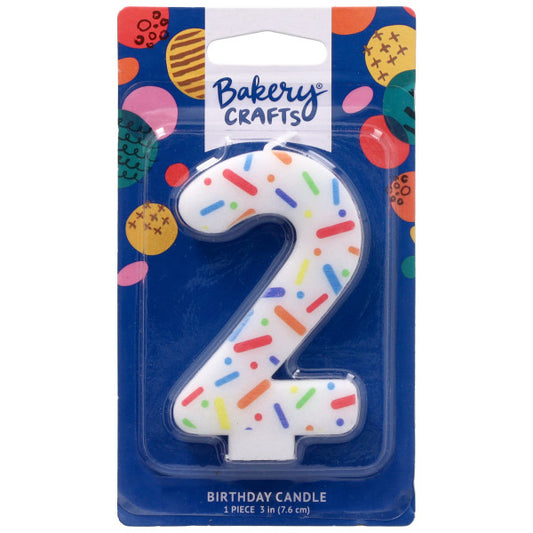 2 Rainbow Sprinkle Numeral Party Candle