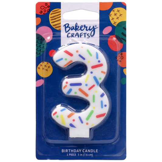 3 Rainbow Sprinkle Numeral Party Candle