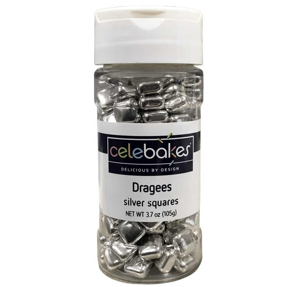 Silver Square Dragees 3.7 oz