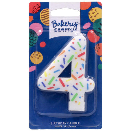 4 Rainbow Sprinkle Numeral Party Candle