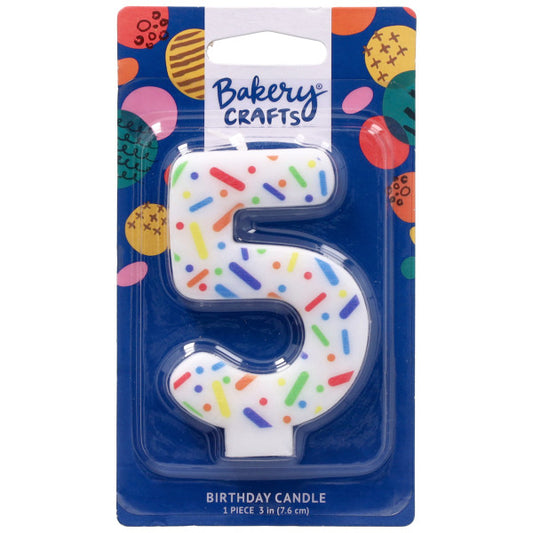 5 Rainbow Sprinkle Numeral Party Candle