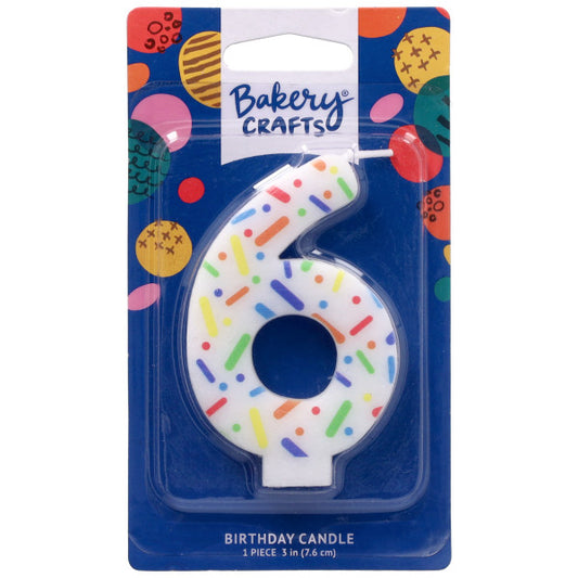 6 Rainbow Sprinkle Numeral Party Candle