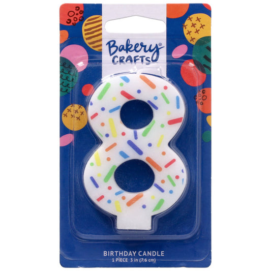 8 Rainbow Sprinkle Numeral Party Candle
