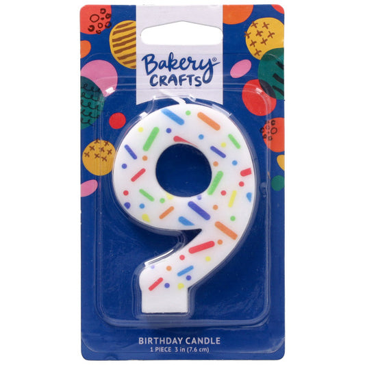 9 Rainbow Sprinkle Numeral Party Candle