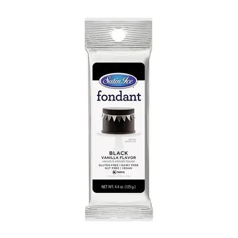 Satin Ice Black Vanilla Fondant - 4.4 oz Foil