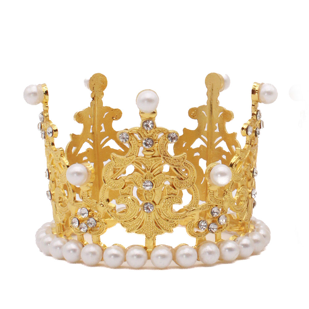 Mini Crown W/ Pearls Gold 3"