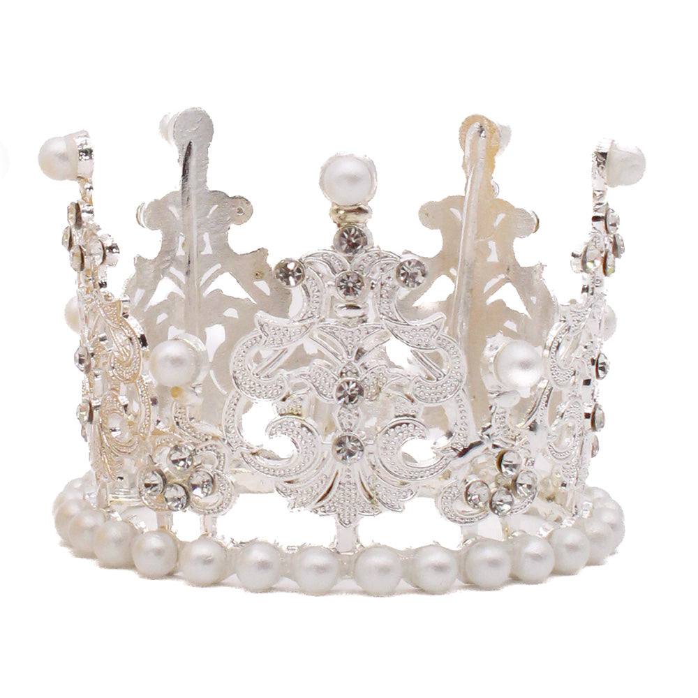 Mini Crown W/ Pearls Silver 3"