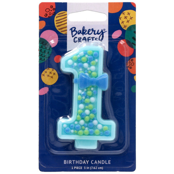 First Birthday Blue Numeral Candle