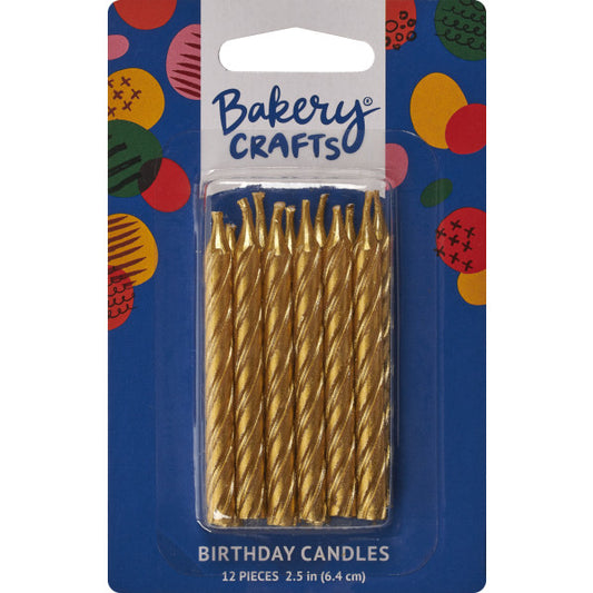 Gold Smooth & Spiral Candles 12pk