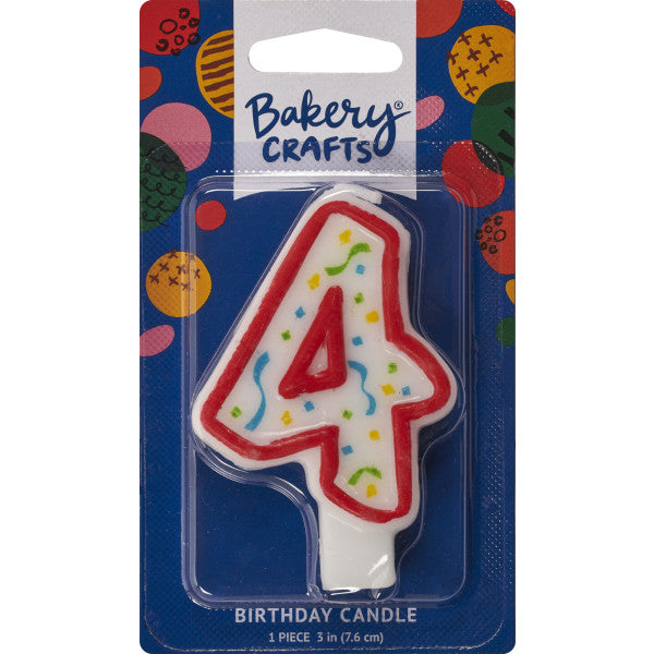 4 Red Numeral Party Candle