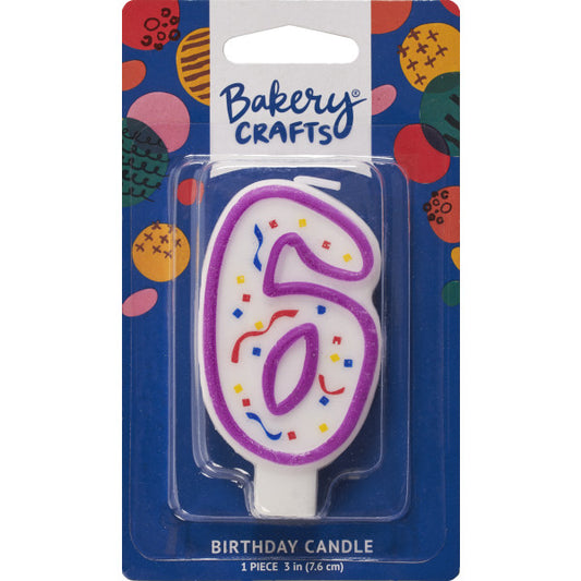 6 Purple Numeral Party Candle