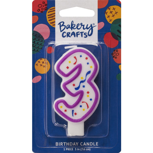 3 Purple Numeral Party Candle