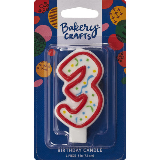 3 Red Numeral Party Candle
