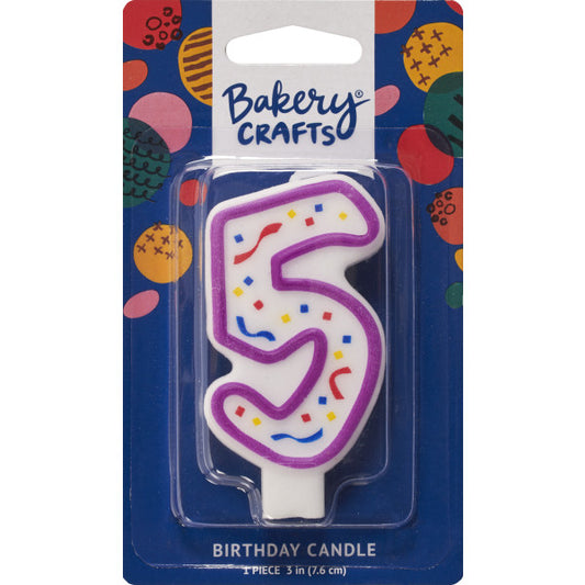 5 Purple Numeral Party Candle