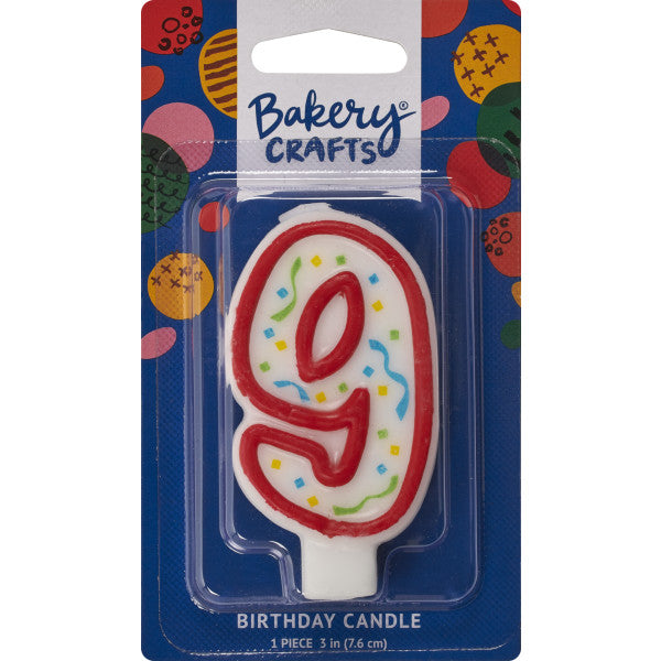 9 Red Numeral Party Candle