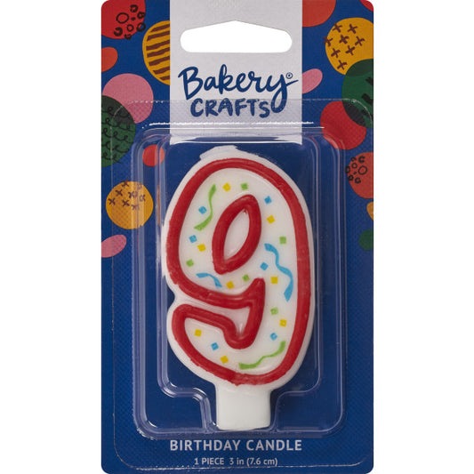 9 Red Numeral Party Candle