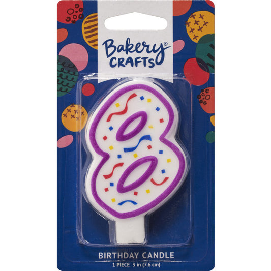 8 Purple Numeral Party Candle